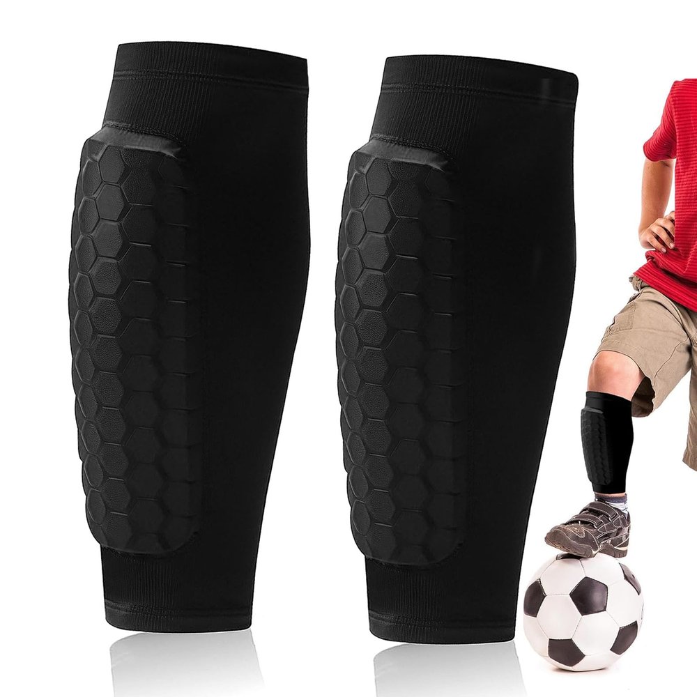 2026 New Shin Guards Pads Socks for Skiing, Shin Pads for Youth Adult Ski Shin Guards Calf Compression Sleeve with Honeycomb Pads Lightweight Calf Protective Gear for Boys Girls Men(L)