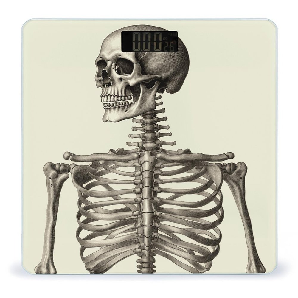 Human Skeleton Scale for Body Weight Anti-Slip Tempered Glass Digital Bathroom Scales Clear LCD Display Weighing Scale Safe Rounded Corners Smart Scales