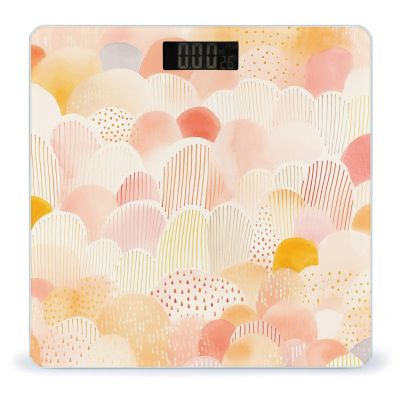 Orange and Yellow Scale for Body Weight Anti-Slip Tempered Glass Digital Bathroom Scales Clear LCD Display Weighing Scale Safe Rounded Corners Smart Scales