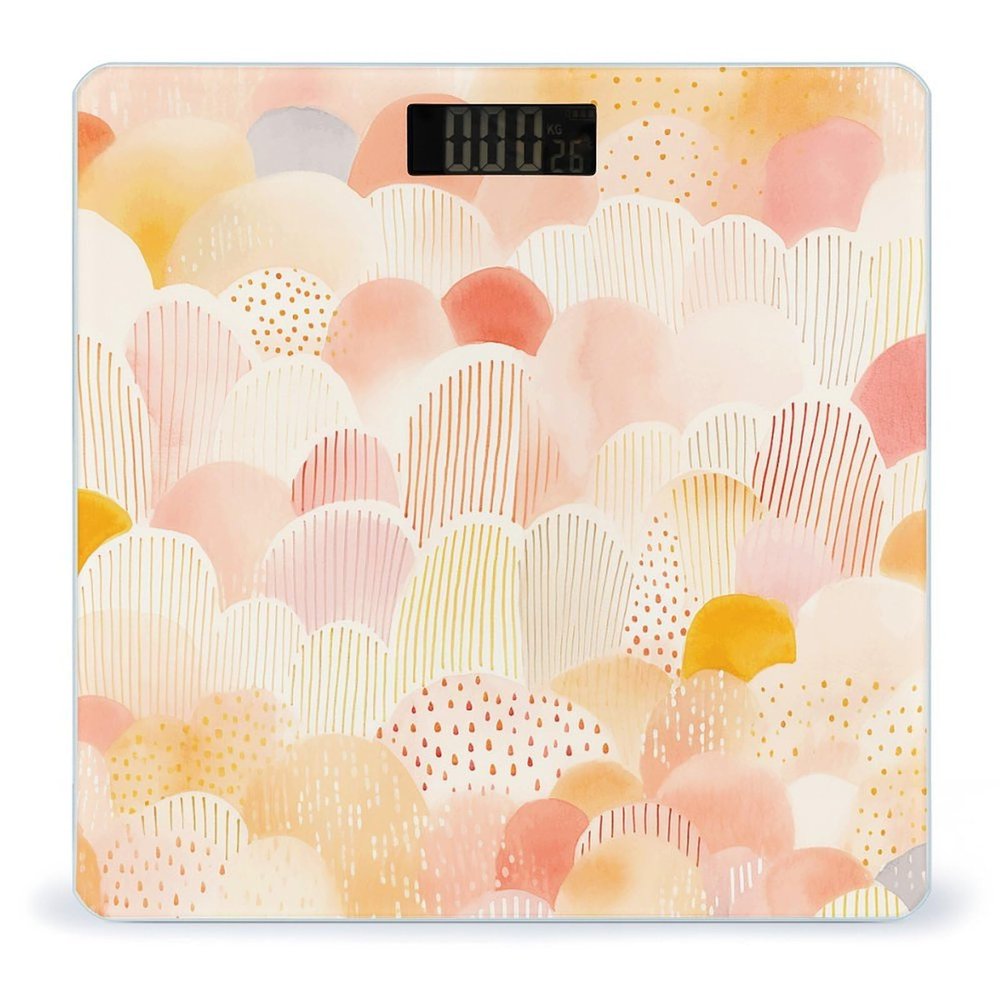 Orange and Yellow Scale for Body Weight Anti-Slip Tempered Glass Digital Bathroom Scales Clear LCD Display Weighing Scale Safe Rounded Corners Smart Scales