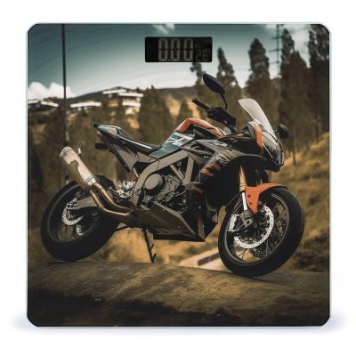 Sport Motorcycle Scale for Body Weight Anti-Slip Tempered Glass Digital Bathroom Scales Clear LCD Display Weighing Scale Safe Rounded Corners Smart Scales