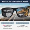 DEHOTRE 2 Pack Bifocal Reading Sunglasses Men Wrap Around Sports Sun Readers Outdoor Clear Top Soft Nose Pads PC Frame UV400 Black & Blue 2.25 view 2