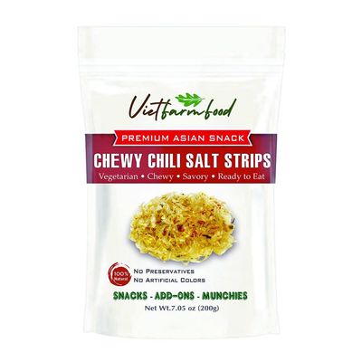 CHEWY CHILI SALT STRIPS 7.05 Oz (200g) VIETFARMFOOD: Savory & Spicy Ready to Enjoy, Gourmet Snack for Parties and Daily Enjoyment