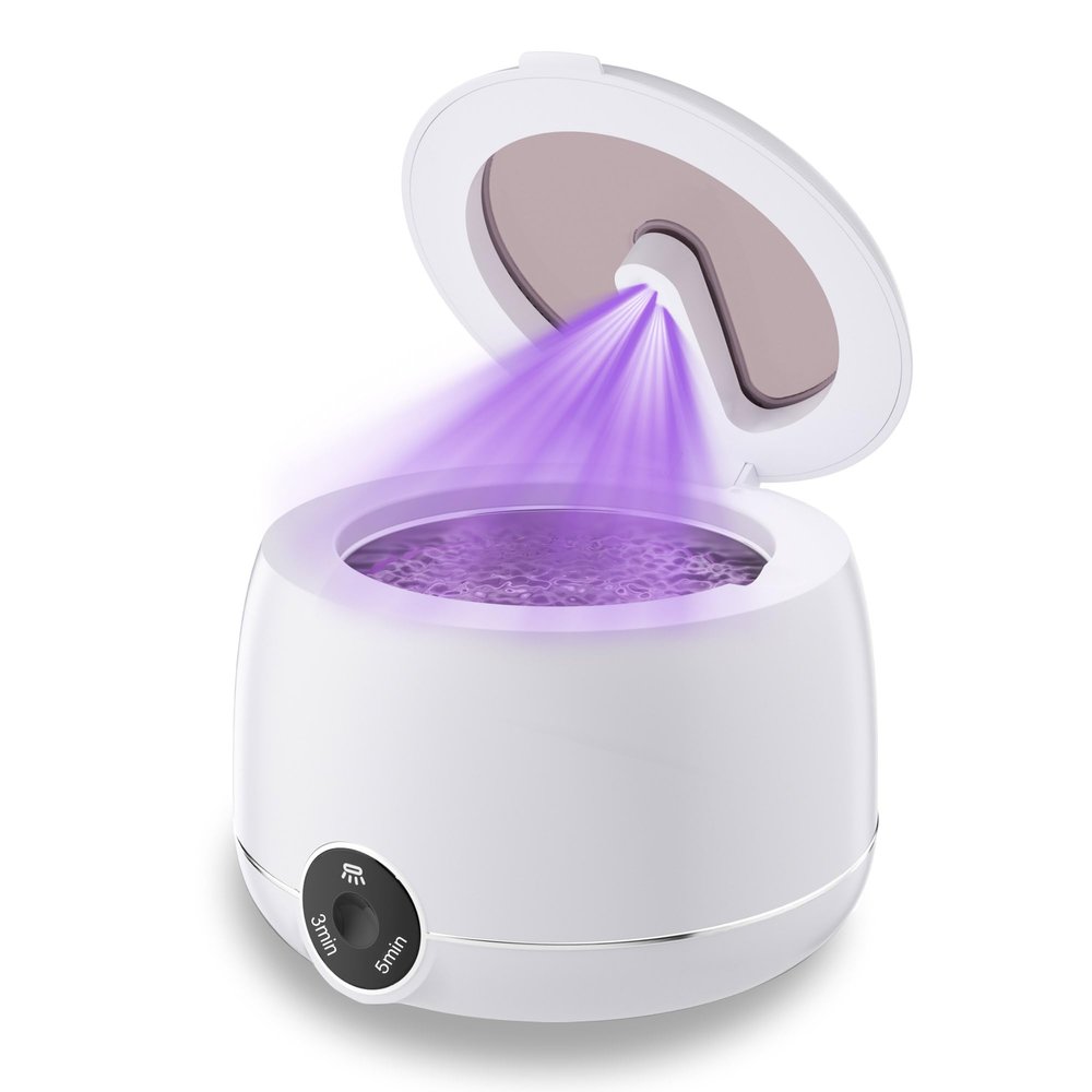Ultrasonic Retainer Cleaner Machine for Dentures, 45kHz UV Dental Pod Removes Stains and Buildup, 200ml Capacity, Cleaner for Retainers, Aligners, Mouth Guards and Night Guards