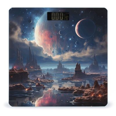 Galaxy Scale for Body Weight Anti-Slip Tempered Glass Digital Bathroom Scales Clear LCD Display Weighing Scale Safe Rounded Corners Smart Scales