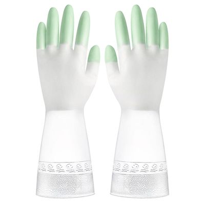 Beatifufu Housework Gloves Kitchen Cleaning Gloves 3 Pairs Waterproof Anti-Slip for Dishwashing and Toilet Cleaning Size S Pink Green Blue