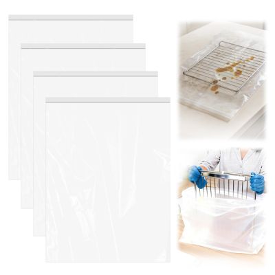 KYRGEU 4 Pack Oven Grill Cleaning Bags15.7''X23.7'', Heavy Duty Oven Rack Cleaner Bags - No Messy Hands Reusable Soak-off Cleaning Kit for Grate & Grill Rack,No Cleaner Included