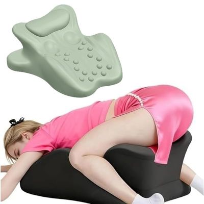 Backange Ergonomic Angled Support Pillow, 27 Memory Foam Cushion for Back Relief, Lumbar Comfort, and Multi-Position Relaxation for Home or Bedroom (Green)