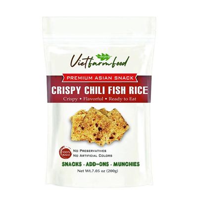 CRISPY CHILI FISH RICE 7.05 Oz (200g) VIETFARMFOOD: Savory & Spicy Ready to Enjoy, Gourmet Snack for Parties and Daily Enjoyment