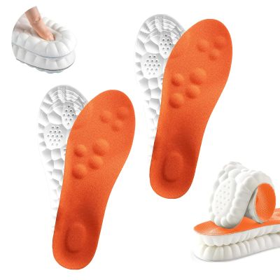 2 Pairs 4D Cloud Insoles for Men & Women,Memory Foam Cloud Insoles with Arch Support,2026 New Comfortable and Breathable Massage Shoe Inserts,Trim to Fit All Shoe Types Orange 53-54
