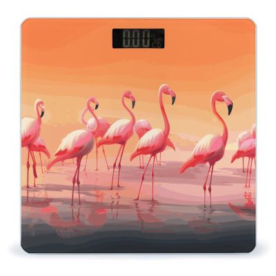 A Flock of Flamingos Weight Scale Digital Electronic Scales Bathroom Scale, Larg LCD Backlight Display, High Precisio Measurements,Tempered Glass