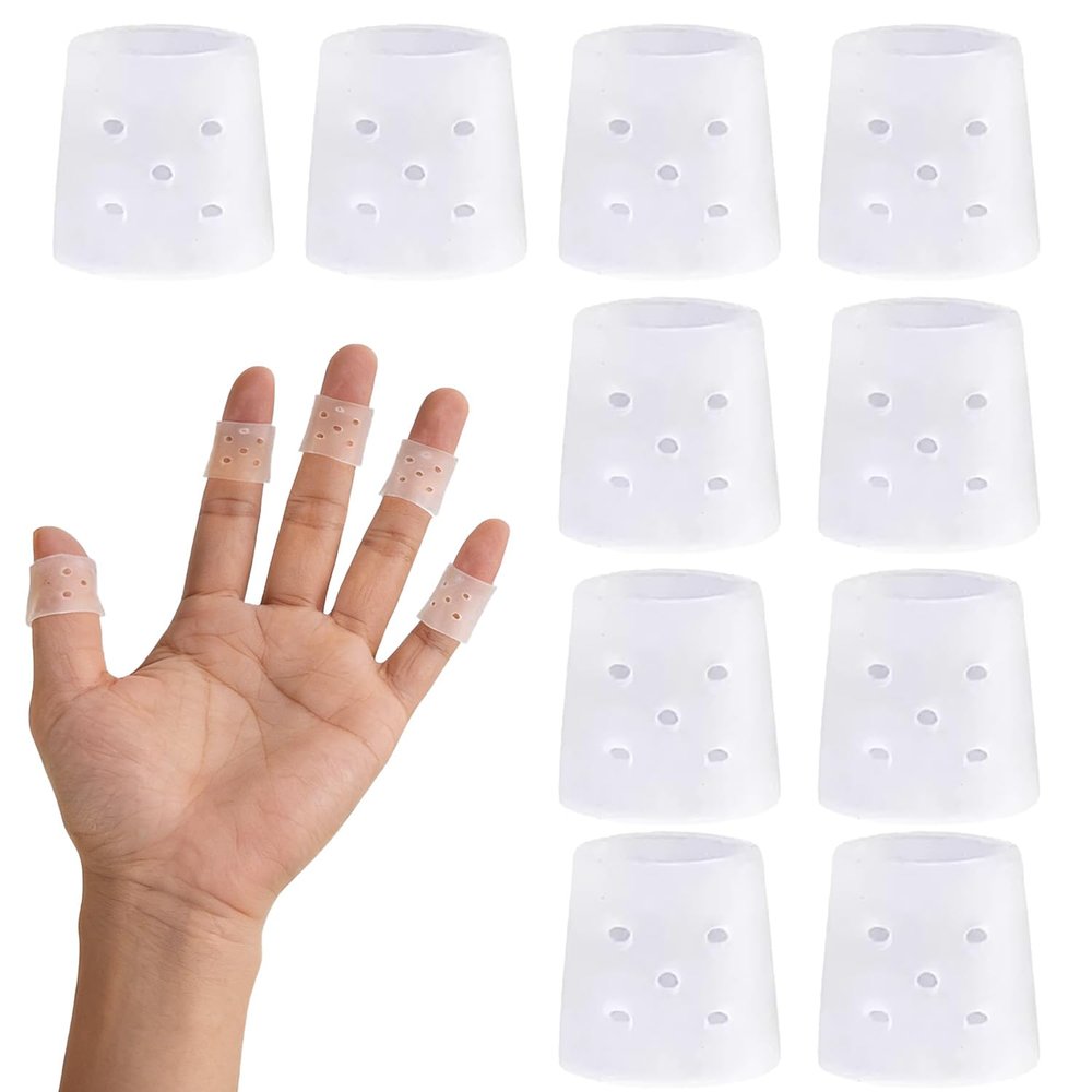 10 Pack Silicone Finger Callus Protectors, Reusable Skin Picking Prevention Finger Cots Covers, Finger Caps for Cuticle Protection, Pratical for Writing Sports & DIY Activites