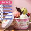 Jingmore 64 Pcs 8oz Paper Ice Cream Cups with Lids, Ice Cream Containers Disposable Sundae Dessert Bowls, Frozen Yogurt Containers Party Supplies for Hot and Cold Food, Soup, Salad, Fruit view 3