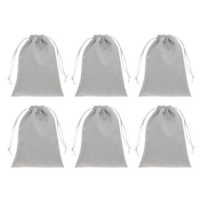 PATIKIL Velvet Gift Bags, (7.8 x 5.9 Inch, Grey)(6 Pcs) Velvet Drawstring Bag Jewelry Pouches Suit for Birthday/Wedding/Party/Gift/Favor