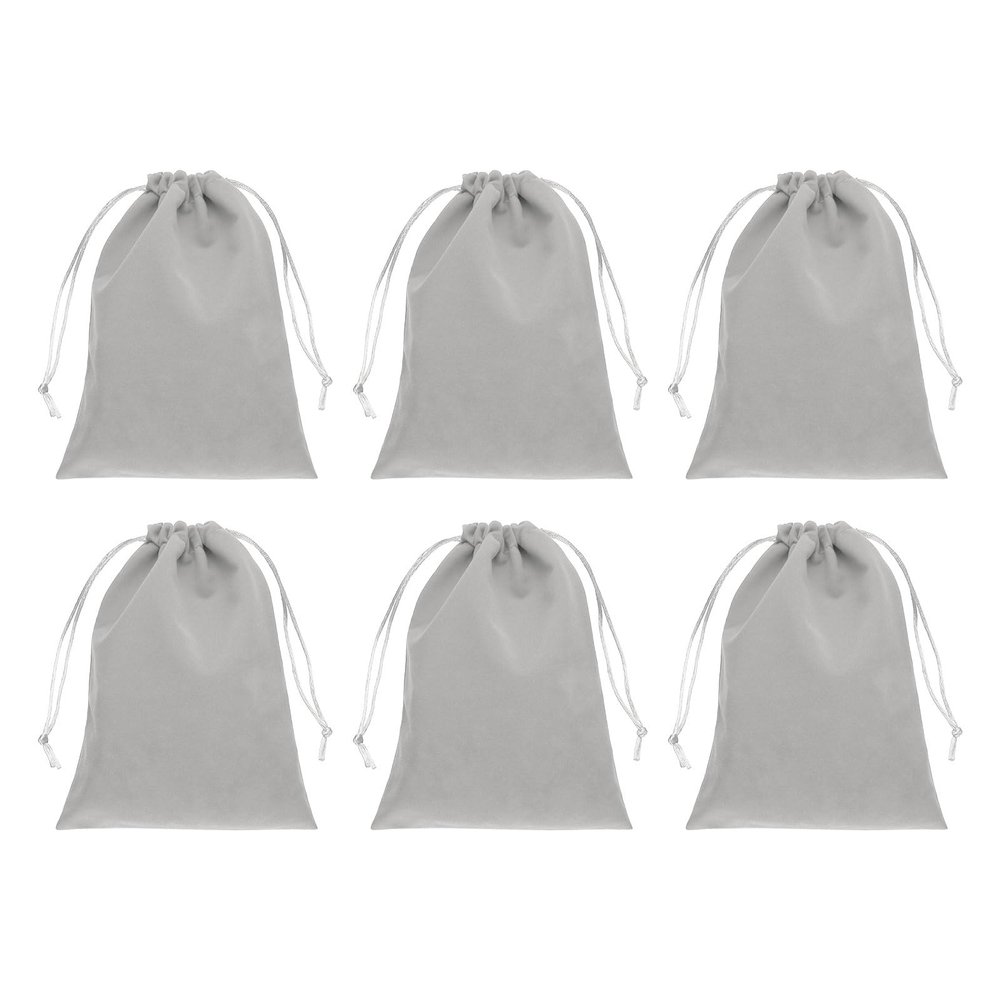PATIKIL Velvet Gift Bags, (7.8 x 5.9 Inch, Grey)(6 Pcs) Velvet Drawstring Bag Jewelry Pouches Suit for Birthday/Wedding/Party/Gift/Favor