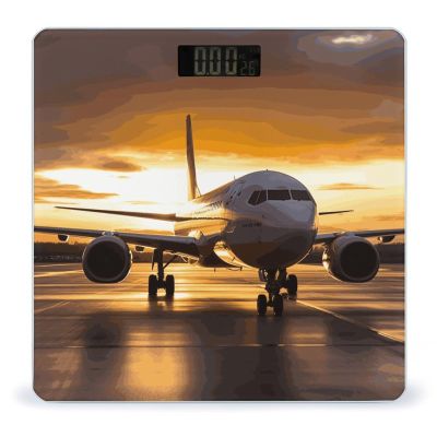 Airplane in The Evening Light Weight Scale Digital Electronic Scales Bathroom Scale, Larg LCD Backlight Display, High Precisio Measurements,Tempered Glass
