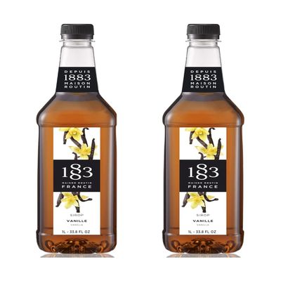 1883 Maison Routin Vanilla Syrup, 1 Liter Plastic Bottle (Pack of 2)
