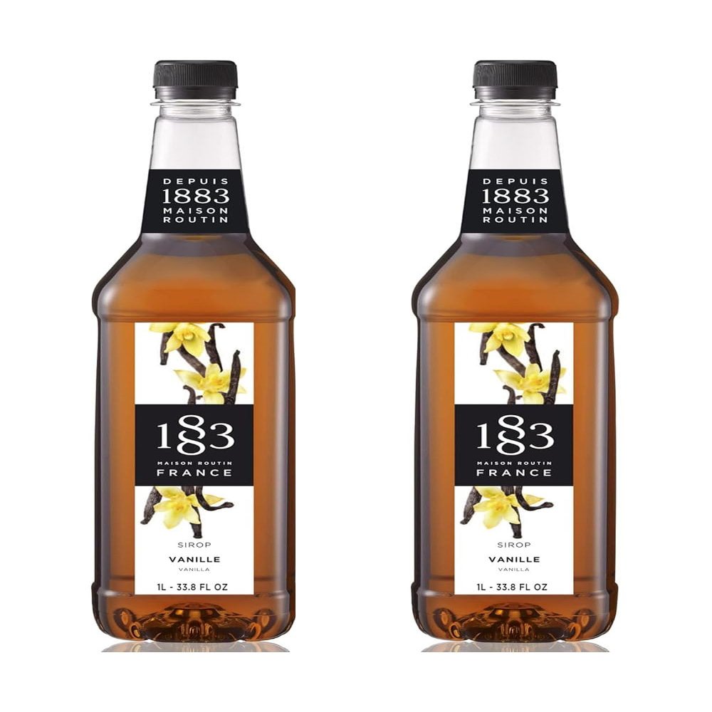 1883 Maison Routin Vanilla Syrup, 1 Liter Plastic Bottle (Pack of 2)