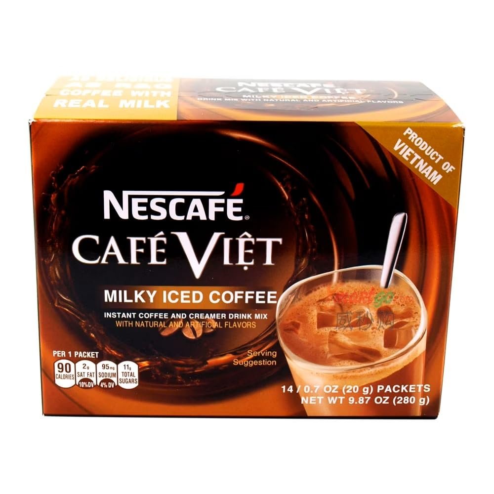Nescafe Caf Vit Milky Iced Instant Coffee and Creamer Drink Mix, 14 Packets / 20 Grams Each Packet