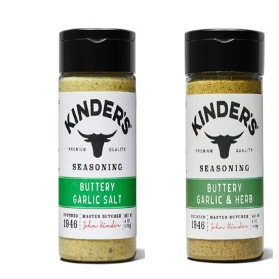Kinder's Seasonings & Rubs - 2 bottles (Buttery Garlic Salt 6oz & Butter Garlic Herb 5oz)