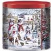Christmas Popcorn Tin Gift, Snowman Family Winter Scene, 21 oz Gourmet Popcorn Assortment, Decorative Holiday Metal Can with Red Lid view 1