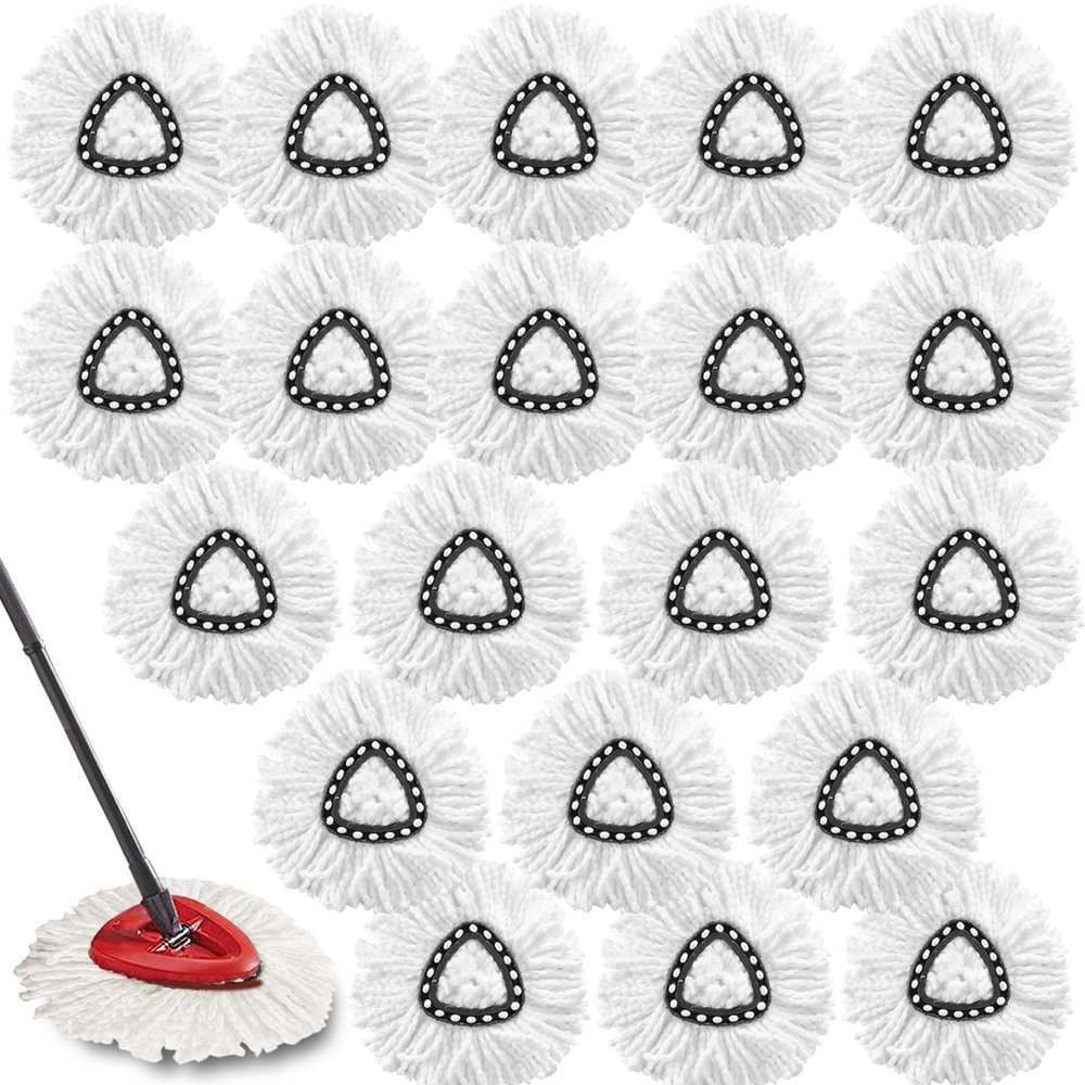 20Pack Spin Mop Replacement Heads,100% Microfiber Mop Head Replacement Compatible with Triangle Spin Mop, Easywring 1-Tank System, Easy Cleaning, Microfiber, Machine Washable
