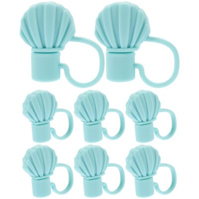 HAKIDZEL Silicone Straw Covers Caps Set 8Pcs Shell-Shaped Straw Stoppers Reusable for Tumblers Travel Home Use