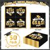 50 Pack Blackgold Graduation Napkins, 6.5" X 6.5" Graduation Decorations 2026, Disposable Cap Ribbon Patterns Grad Napkins, Grad Paper Tissues for Class of 2026 Decorations Celebration Supplies view 2