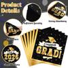 50 Pack Blackgold Graduation Napkins, 6.5" X 6.5" Graduation Decorations 2026, Disposable Cap Ribbon Patterns Grad Napkins, Grad Paper Tissues for Class of 2026 Decorations Celebration Supplies view 3