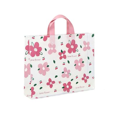 100 PCS Floral Gift Bags for,Party Favor, 12" Plastic Shopping Bag for Retail and Boutique Packaging,Medium Package for Clothing, Gift Boxes,Candies,Books