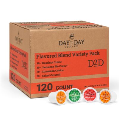 Day To Day Flavored Coffee Pods Variety Pack, 120 Count K-Cup