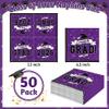 50 Pack Graduation Napkins Bulk, 6.5" X 6.5" Disposable Grad Napkins Graduation Decorations 2026, Purple Cap Ribbons Paper Tissues, Grad Decorations Cocktail Napkin Celebration Party Tableware view 2