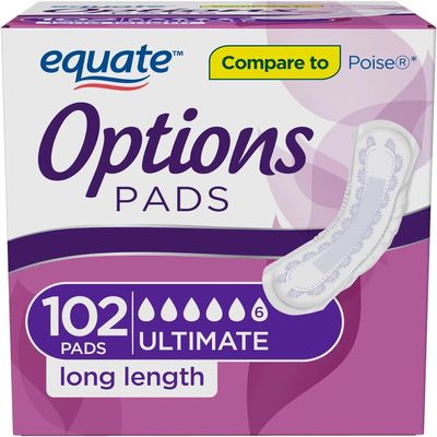 Equate Options Women's Ultimate-Long Incontinence Pads, 102 Count with IncrediShop Bookmark