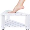MISSEND Shower Foot Rest 13 in, Bamboo Shower Stool for Shaving Legs,Corner Bath Shower Bench with Starage Shelf for Inside Small Shower Spaces-White view 1