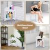 MISSEND Shower Foot Rest 13 in, Bamboo Shower Stool for Shaving Legs,Corner Bath Shower Bench with Starage Shelf for Inside Small Shower Spaces-White view 2