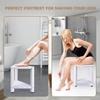 MISSEND Shower Foot Rest 13 in, Bamboo Shower Stool for Shaving Legs,Corner Bath Shower Bench with Starage Shelf for Inside Small Shower Spaces-White view 3