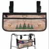 Brown Christmas Wheelchair Bag with Cup Holder Bag with Reflective Stripes for Seniors Wheel Chair Accessories for Adults Xmas Tree Deer Poinsettia Bird Winter Snow Wheelchair Side Bags for Rollator view 1