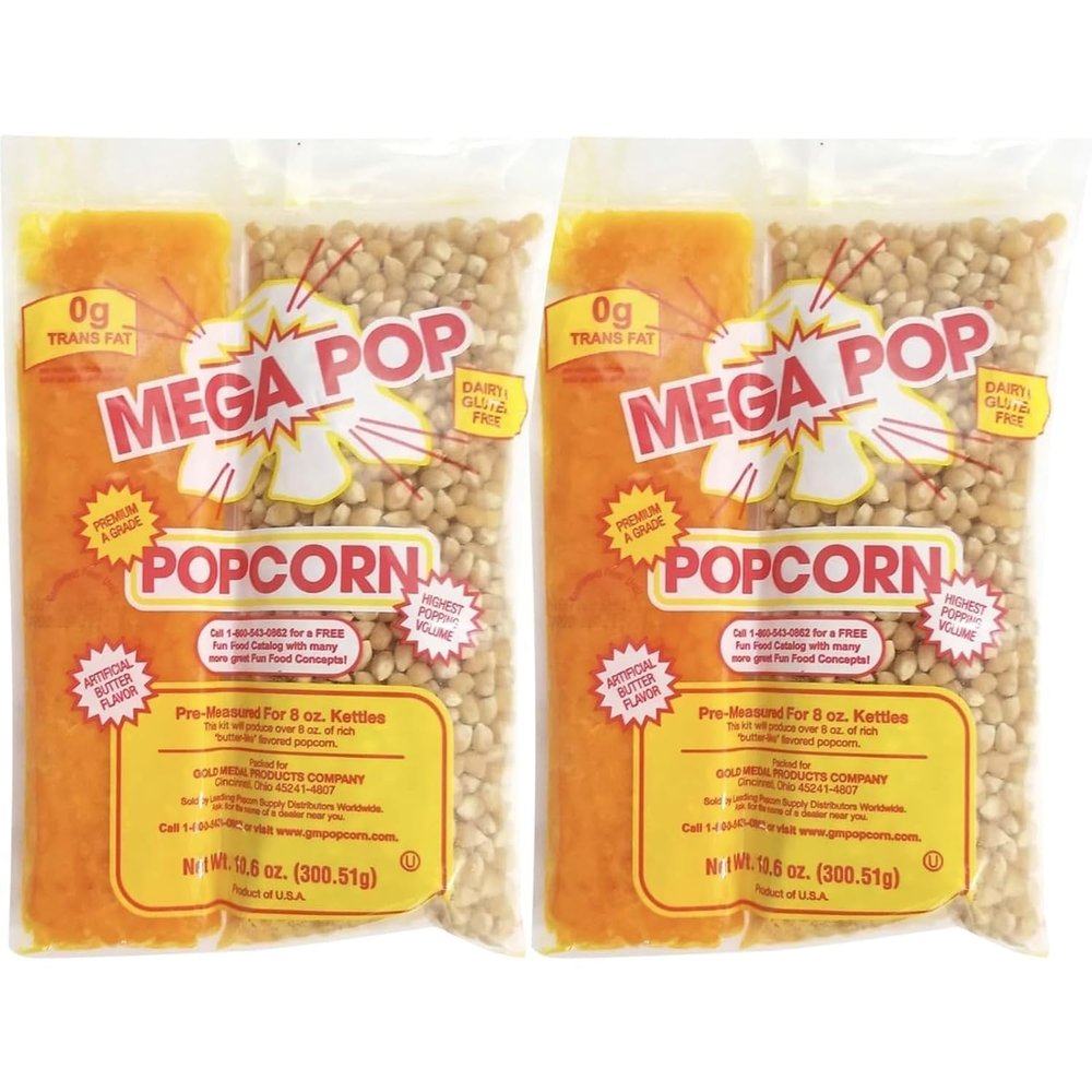 Mega-pop Popcorn 2 count, Oil and Salt Kit with Coconut Oil - Flavored Popcorn - Butter Corn/Oil/Salt Kits,8 oz