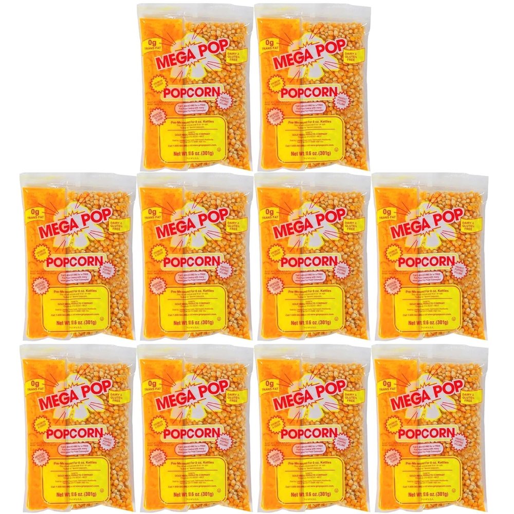 Mega-pop Popcorn 10 count, Oil and Salt Kit with Coconut Oil - Flavored Popcorn - Butter Corn/Oil/Salt Kits, 8 oz