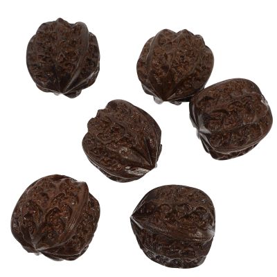 FOYTOKI Wooden Handheld Massage Balls 6Pcs Walnut Acupoint Massage Balls Dark Brown for Hand Therapy Neck Shoulder Relaxation Wellness Tool