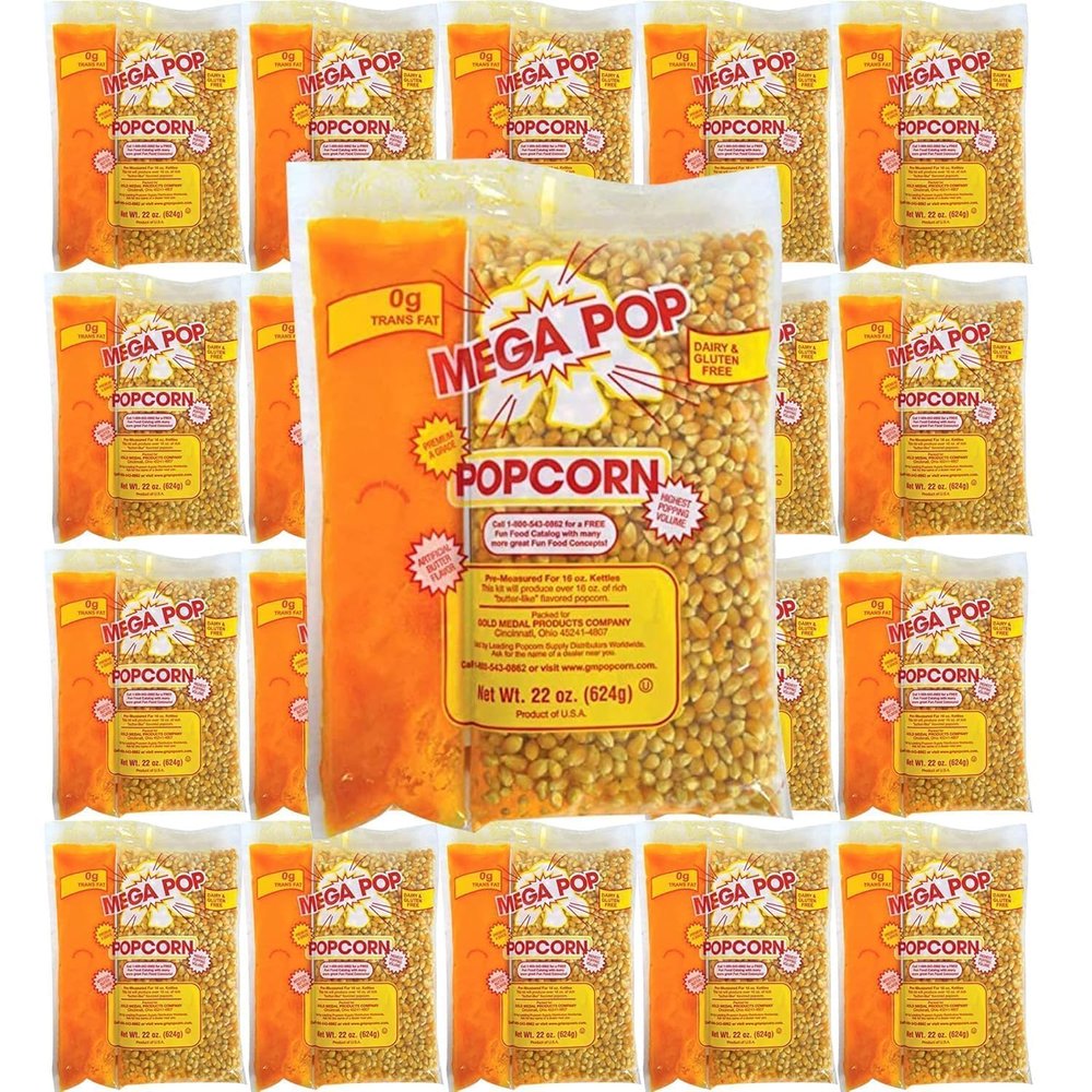 Mega-pop Popcorn 20 count, Oil and Salt Kit with Coconut Oil - Flavored Popcorn - Butter Corn/Oil/Salt Kits,22 oz
