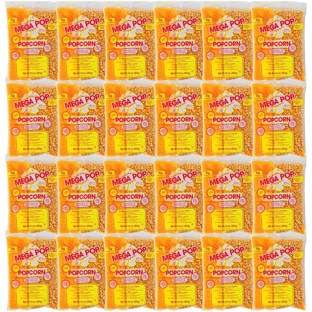 Mega-pop Popcorn 24 count, Oil and Salt Kit with Coconut Oil - Flavored Popcorn - Butter Corn/Oil/Salt Kits,10.6 oz