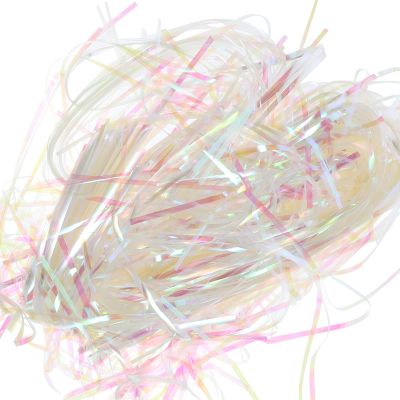 Beatifufu Iridescent 3Mm Shredded Plastic Packaging Filler, 100G Pack White Basket Stuffing Material for Box Wrapping and Shipping Decoration