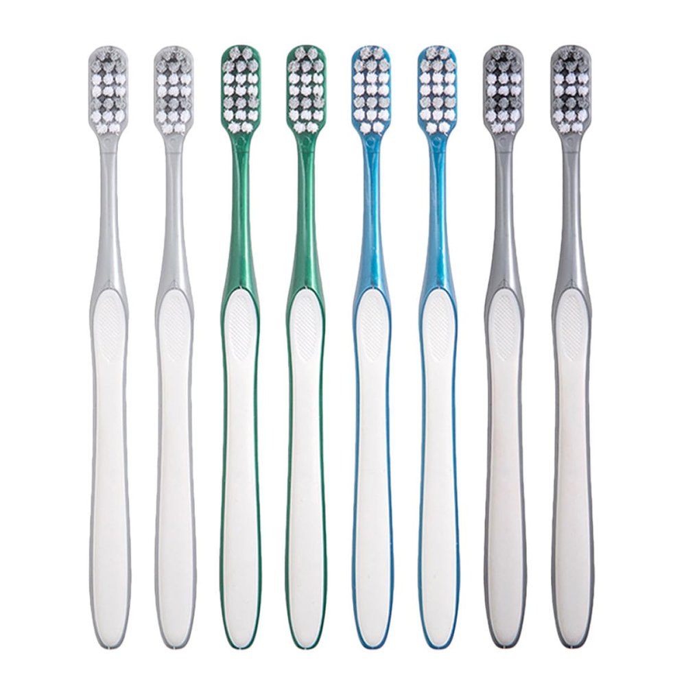 PartyKindom Manual Toothbrush Hard Bristle 8Pcs Set (2 Packs of 4) for Men Portable Lightweight Travel Toothbrushes with Large Head for Effective Manual Cleaning and Stain Reduction
