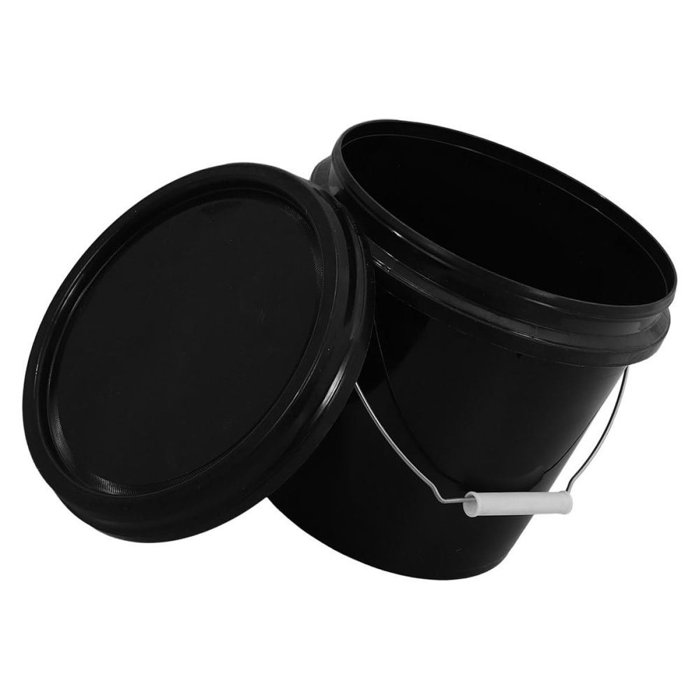 UTHCLO Plastic Bucket with Lid 5L Small Sealed Food-Grade Storage Tub Thickened Black Container for Household Cleaning, Camping, Fishing, and Kitchen Use
