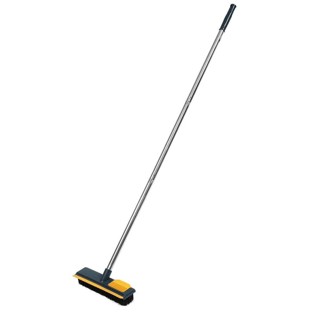 SHERCHPRY Long Handle Floor Scrub Brush with Stiff Bristles, 108Cm Bathroom and Tile Cleaning Brush for Shower and Toilet Deep Scrubbing, Yellow