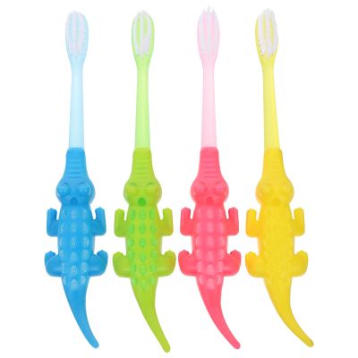 BIUDECO Toothbrush 8pcs with Supple Soft Bristles, Cartoon Crocodile Design, Manual Oral Cleaner for Boys and Ages 3-12, Gentle Tooth Cleaning Tool for Home Use