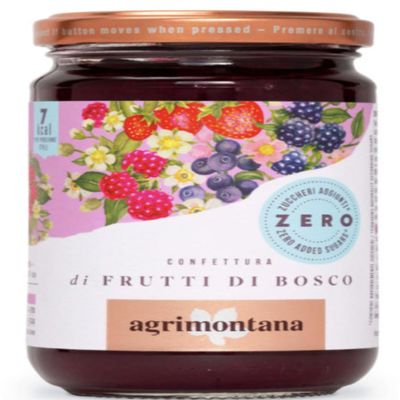 Agrimontana Confettura di Frutti di Bosco, Wild Berries Jam, Zero Added Sugars, 290g