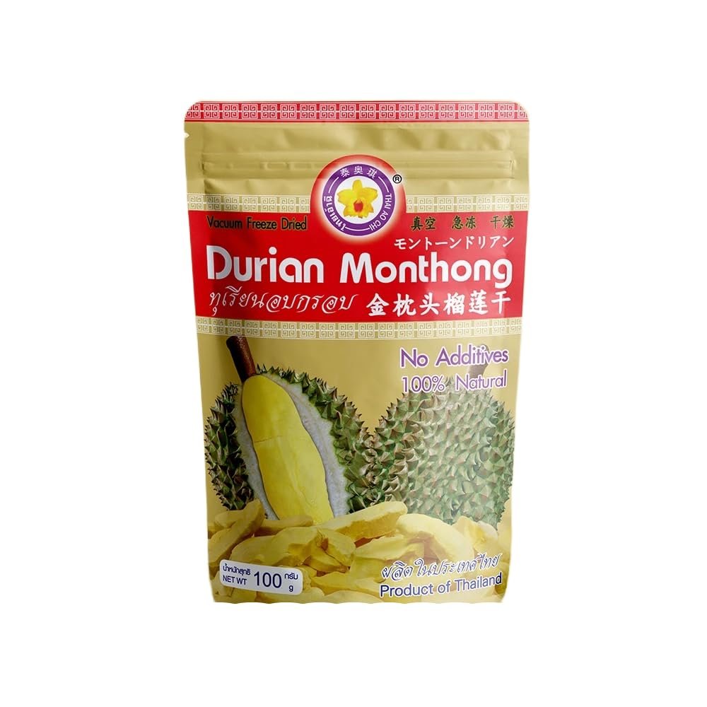 Crispy Freeze-Dried Durian Chips 100g (3.5 oz) 100% Whole Tropical Fruit Snack All Natural, Crunchy Texture Convenient, Ready-to-Eat Exotic Treat