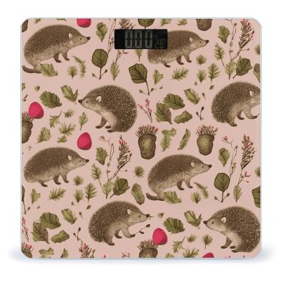 Hedgehog Print Scale for Body Weight Anti-Slip Tempered Glass Digital Bathroom Scales Clear LCD Display Weighing Scale Safe Rounded Corners Smart Scales